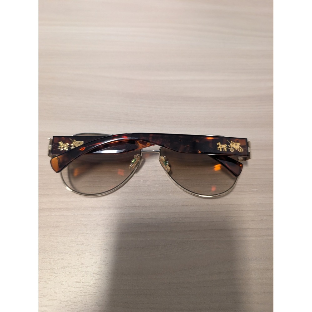 Coach, Olivia Aviator Sunglasses, Light Gold Dark Tortoise HC 7049 L944, W/ Case - Picture 3 of 9